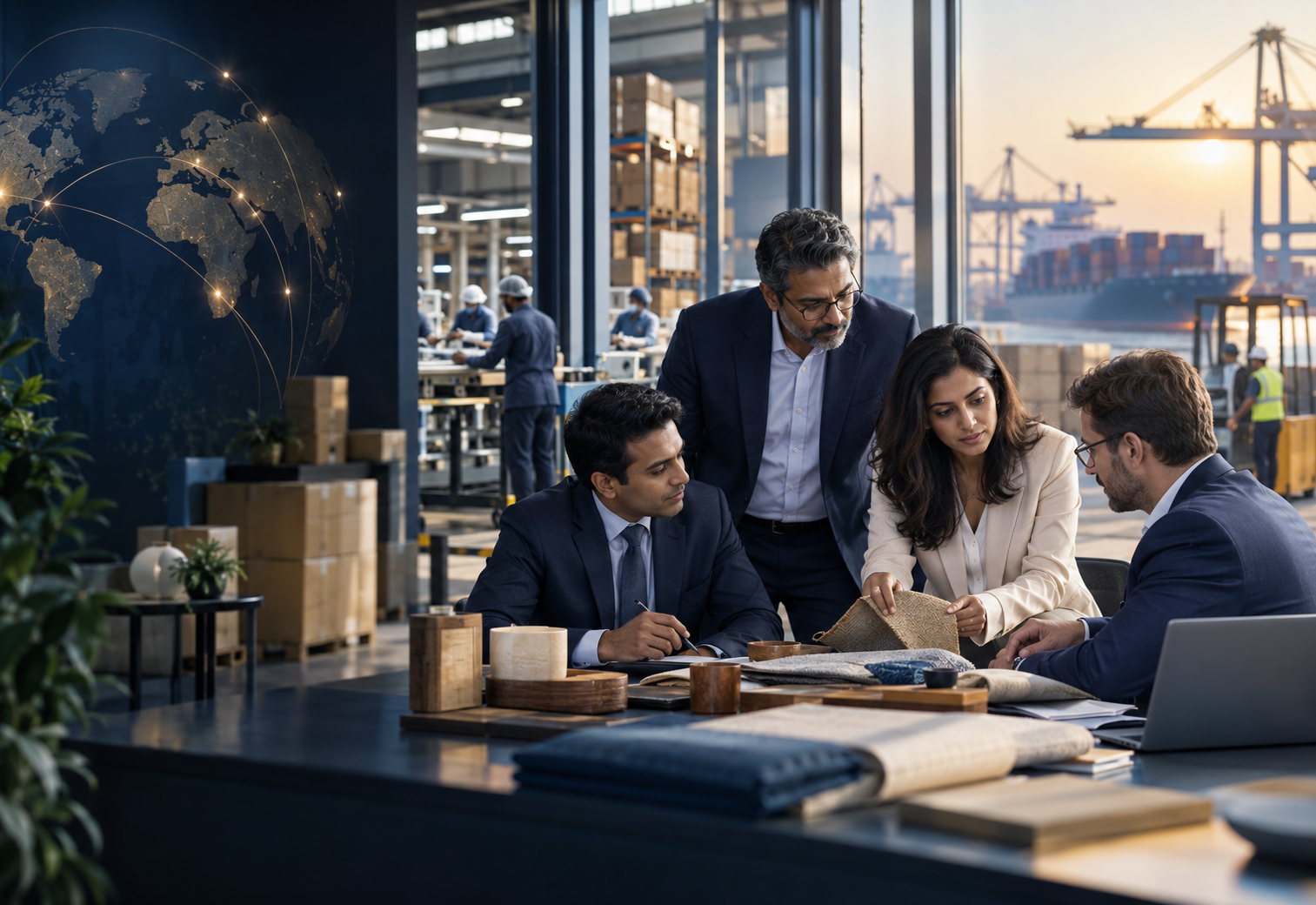 Indian business and manufacturing connected to international trade